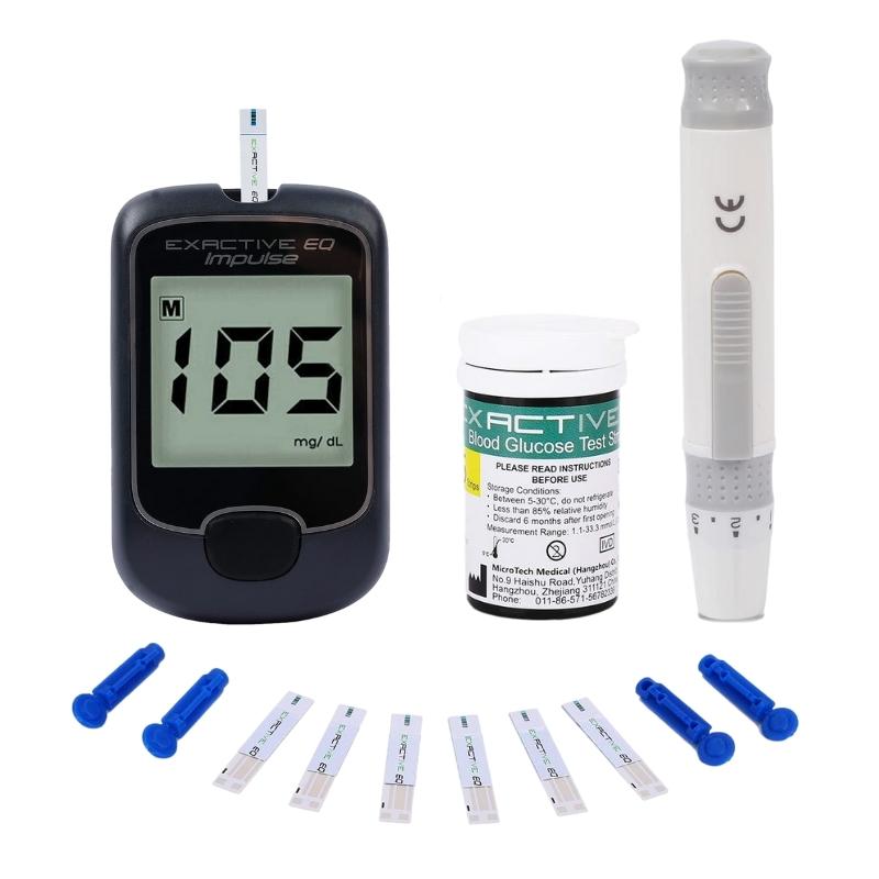 Exactive EQ blood glucose Meter startup kit and one lancing device
